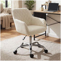 Bouclé Office Chair – Cream, Height Adjustable