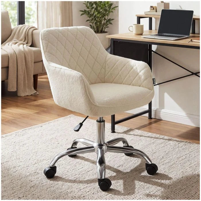 Bouclé Office Chair – Cream, Height Adjustable